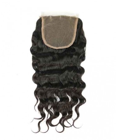 5x5 Lace Closure Brazilian Loose Wave Remy Hair Natural Color