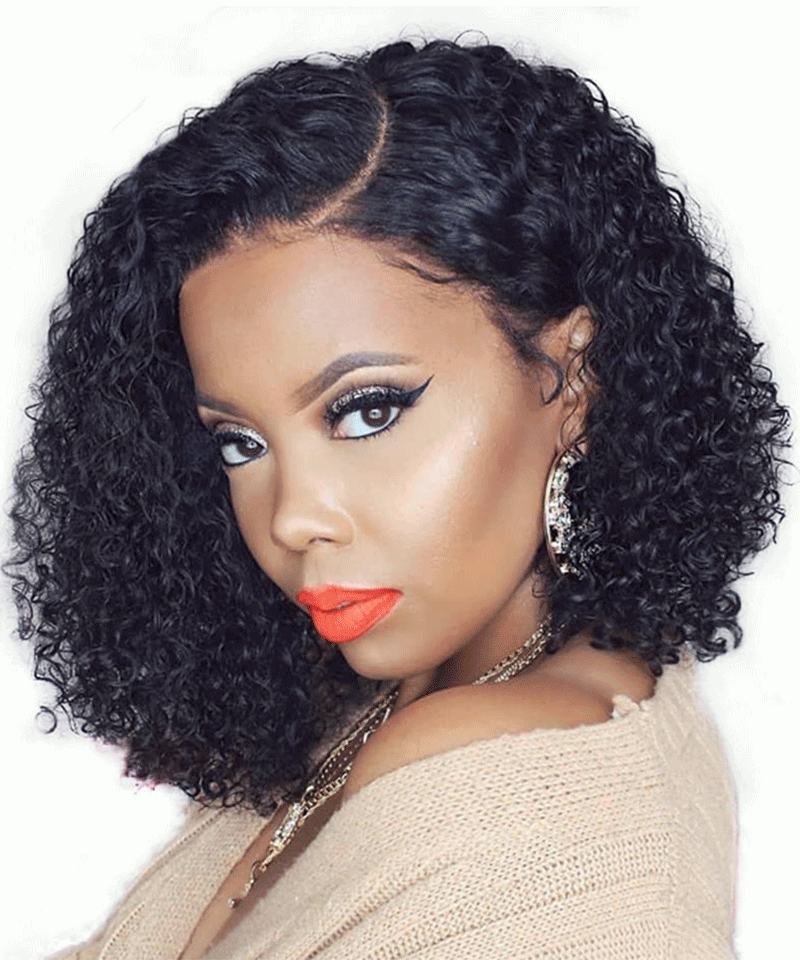 Msbuy 13x6 Lace Front Bob Wigs 150 Density Curly Human Hair Wig For Black Women