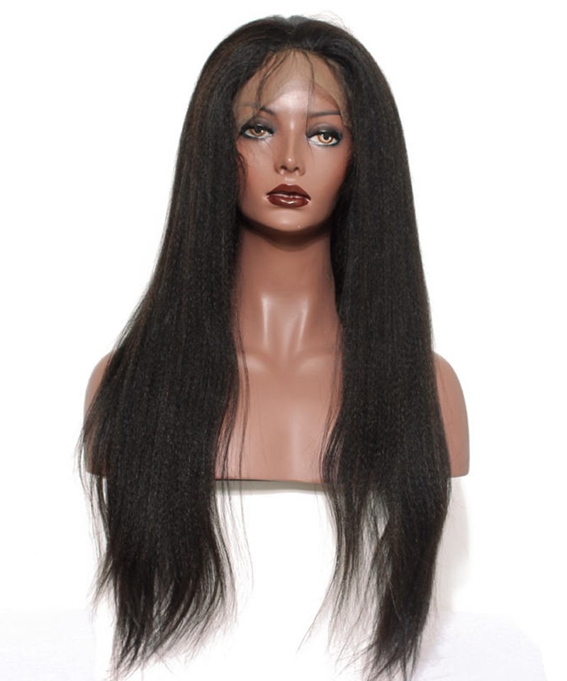 Pre Plucked 360 Lace Frontal Wig 180 Density Ligth Yaki Full Lace Wgis