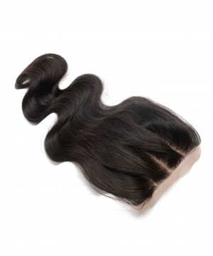 Silk Base Closure Body Wave Brazilian Human Hair 4x4 Medium Brown Lace