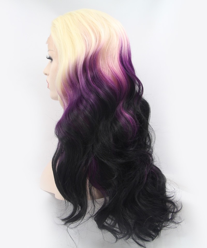 Blonde Purple Ombre Women Fashion Synthetic Wig Msbuy Com